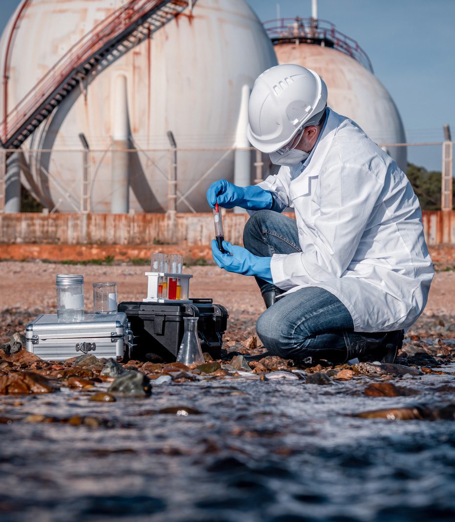 Scientist-testing-water-for-toxic-exposure